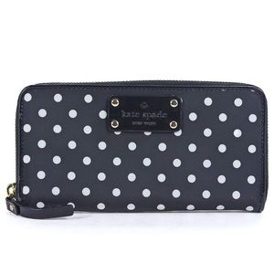 Kate Spade black/white polkadot zip-around wallet